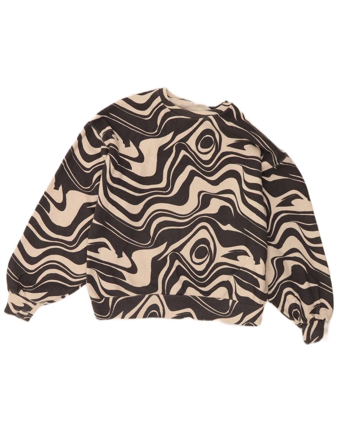 Zara Girls Abstract Pattern Sweatshirt Jumper 13-14 Years Black Cotton