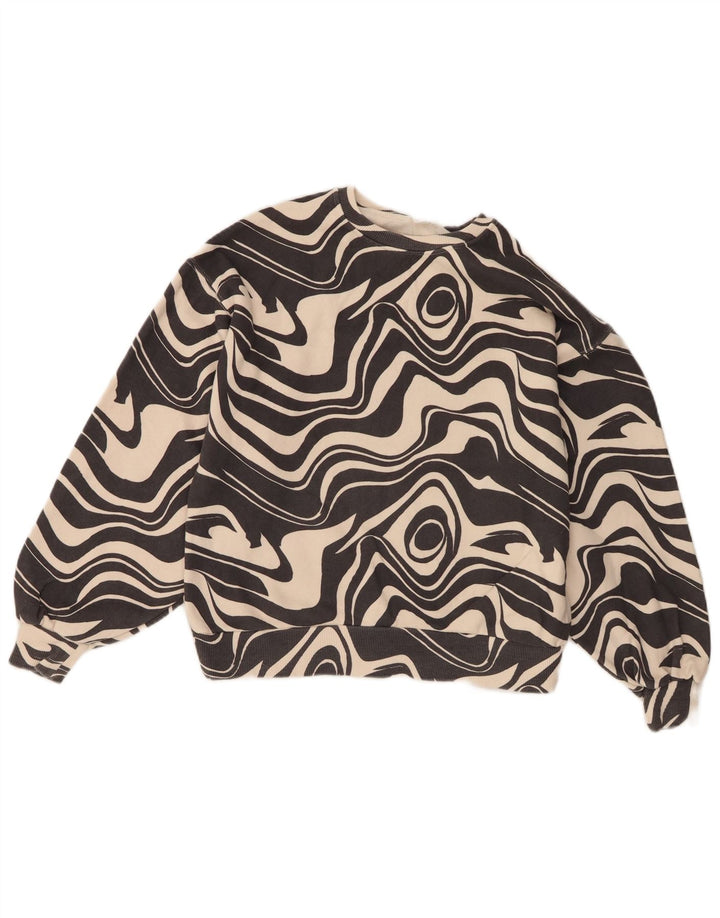 Zara Girls Abstract Pattern Sweatshirt Jumper 13-14 Years Black Cotton
