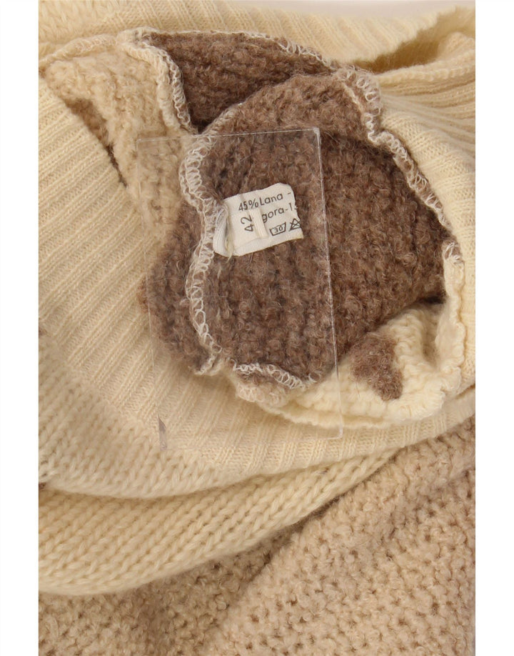 VINTAGE Womens Roll Neck Jumper Sweater IT 42 Medium Beige Colourblock