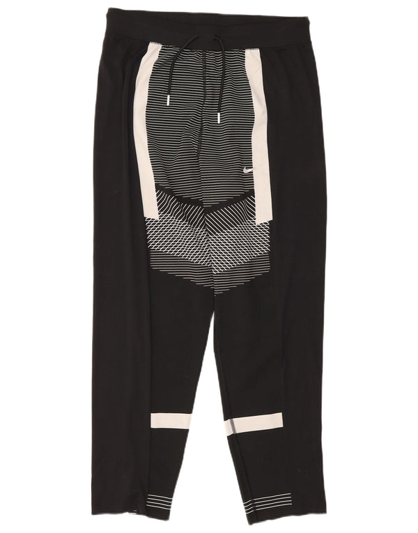 Nike Womens Dri Fit Tracksuit Trousers UK 14 Large Black Colourblock