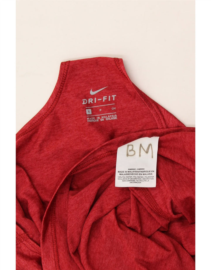 NIKE Womens Dri Fit Graphic Vest Top UK 10 Small Burgundy Polyester Vintage Nike and Second-Hand Nike from Messina Hembry 