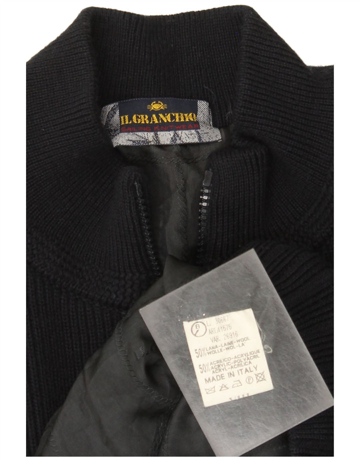Il Granchio Mens Cardigan Sweater Large Navy Blue Wool