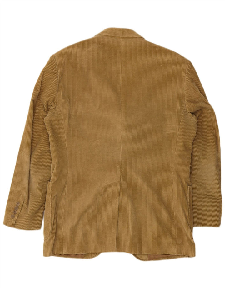 Paoloni Mens 3 Button Corduroy Blazer Jacket IT 50 Large Beige Cotton