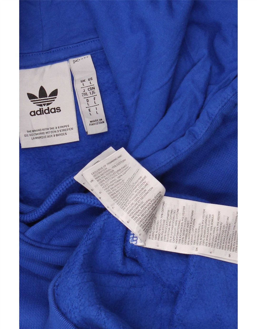 Adidas Mens Hoodie Jumper Large Blue Cotton