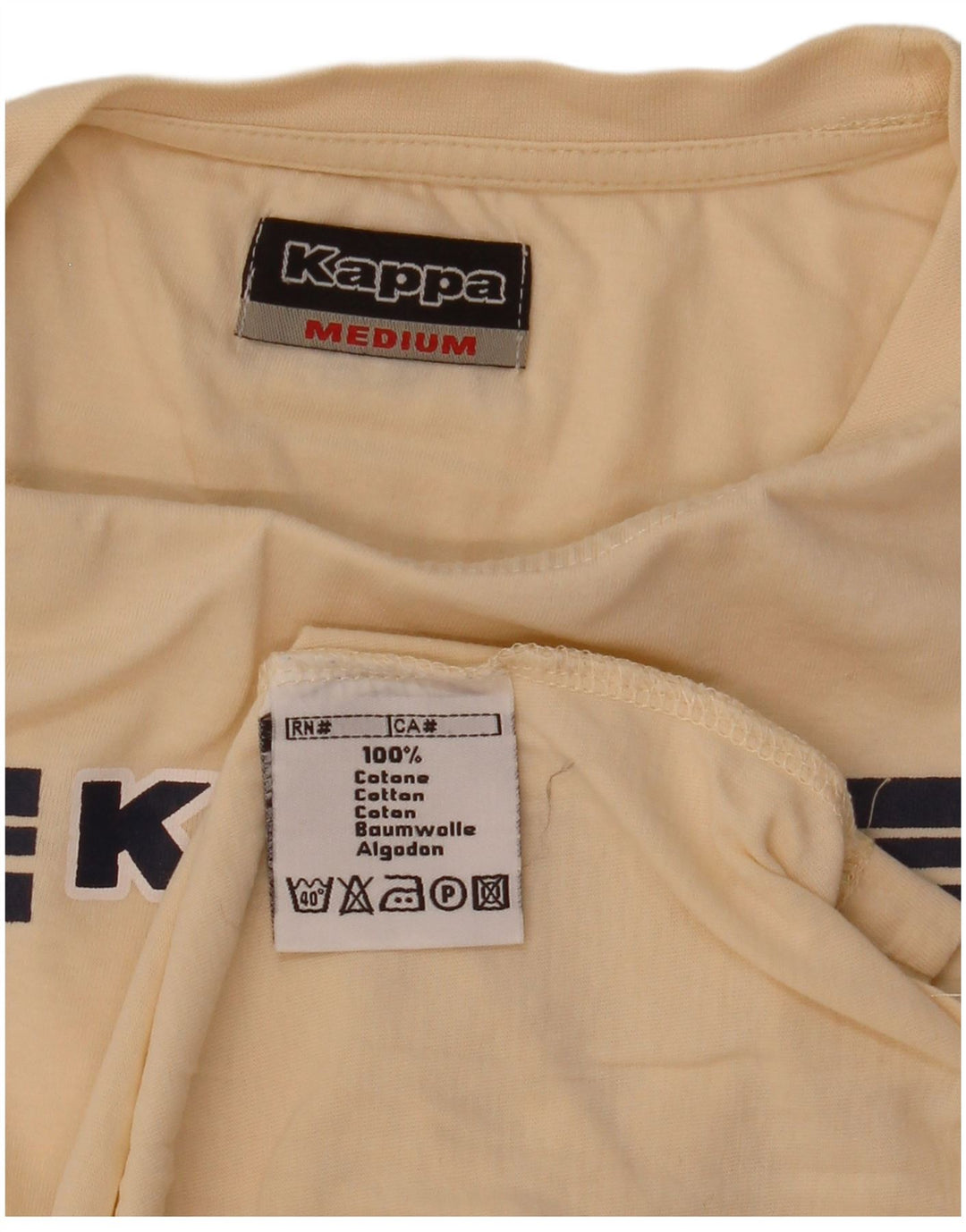 Kappa Mens Graphic T-Shirt Top Medium Beige Cotton