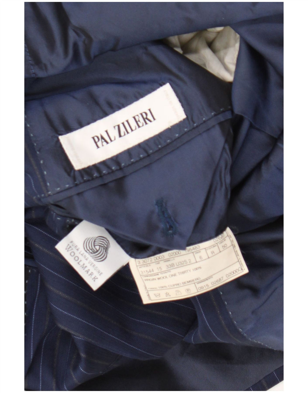 Pal Zileri Mens 3 Button Blazer Jacket IT 50 Large Navy Blue Pinstripe
