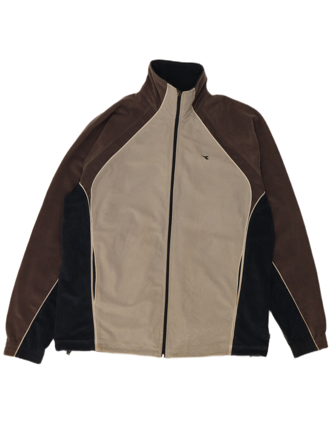 Diadora Mens Tracksuit Top Jacket UK 46 XL Grey Colourblock Polyester
