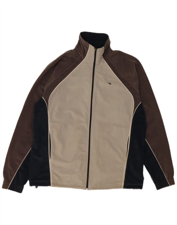 Diadora Mens Tracksuit Top Jacket UK 46 XL Grey Colourblock Polyester