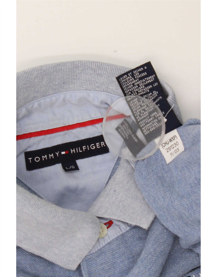 Tommy Hilfiger Mens Graphic Polo Shirt Large Blue Cotton