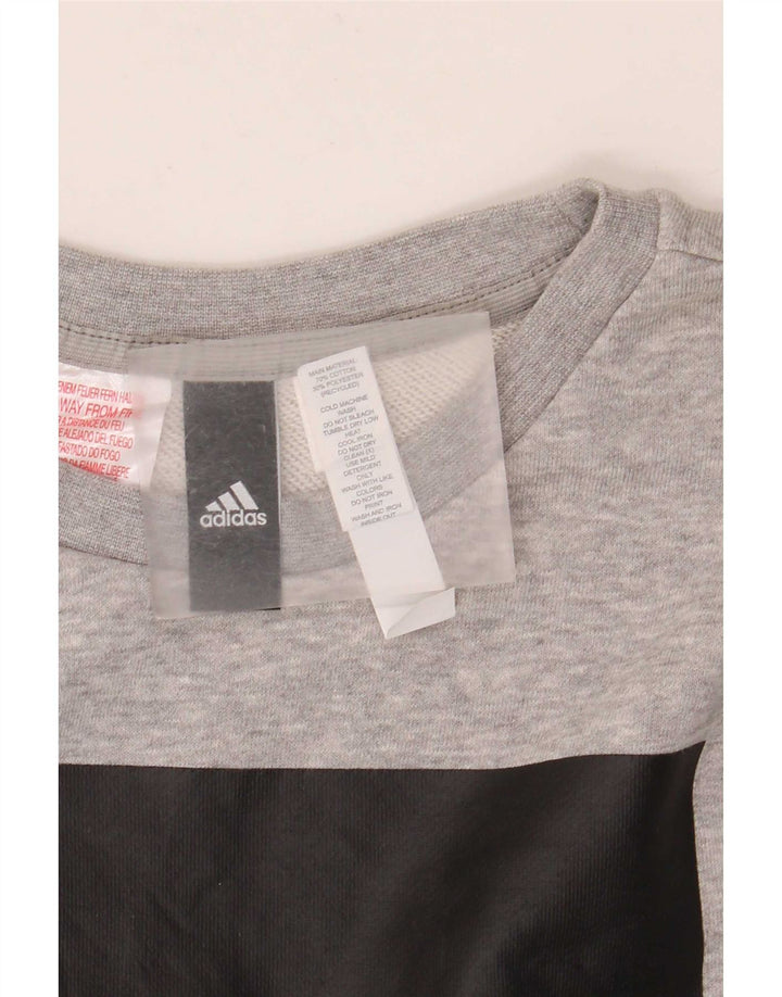 Adidas Boys Graphic Sweatshirt Jumper 13-14 Years Grey Cotton