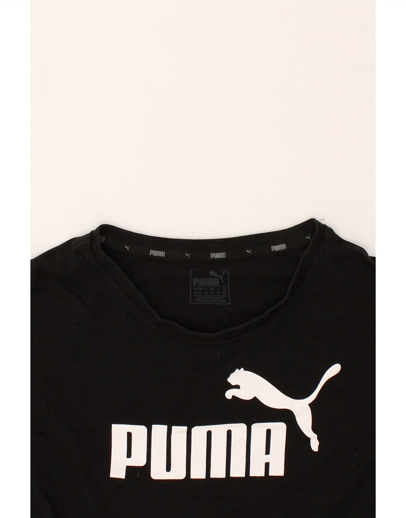 PUMA Womens Crop Graphic T-Shirt Top UK 12 Medium  Black | Vintage Puma | Thrift | Second-Hand Puma | Used Clothing | Messina Hembry 