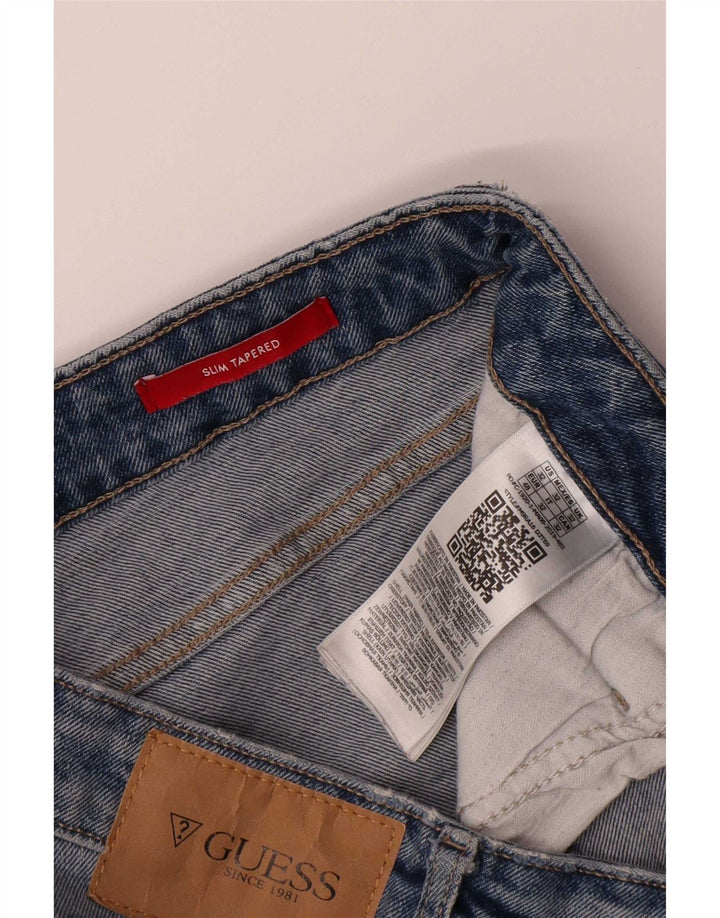 Guess Womens Slim Tapered Jeans W32 L34 Blue Polyester