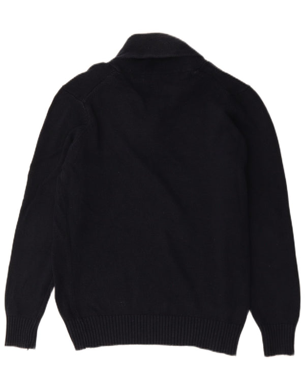 Zara Mens Shawl Neck Jumper Sweater Large Navy Blue