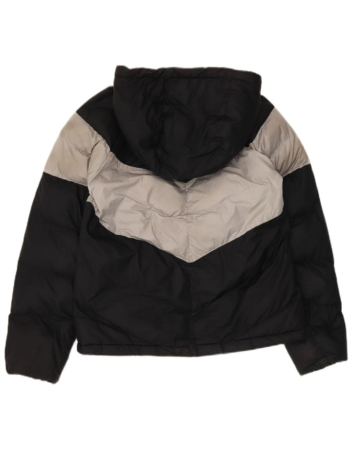 Nike Boys Hooded Padded Jacket 12-13 Years Large Black Colourblock