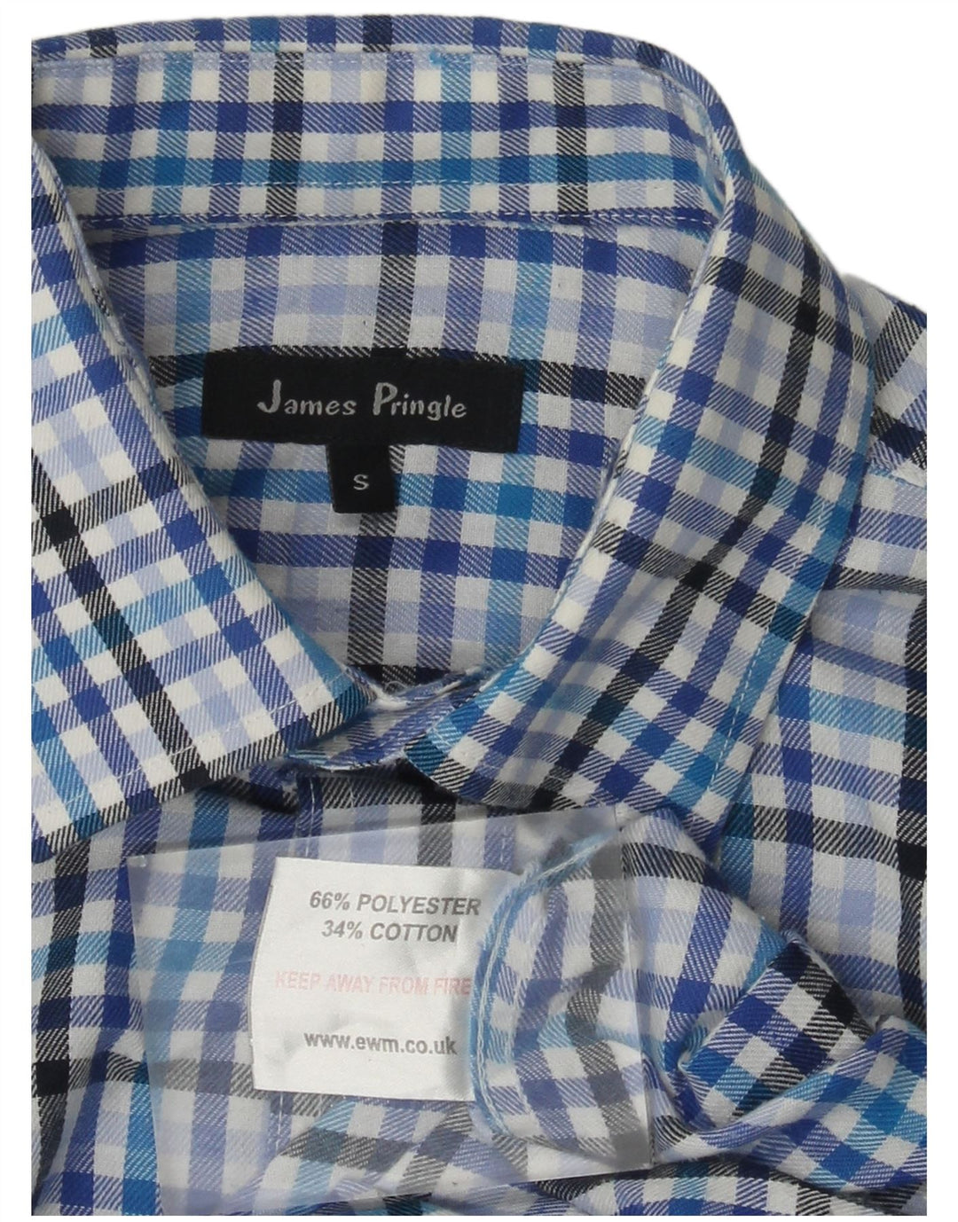 James Pringle Mens Flannel Shirt Small Blue Check Polyester