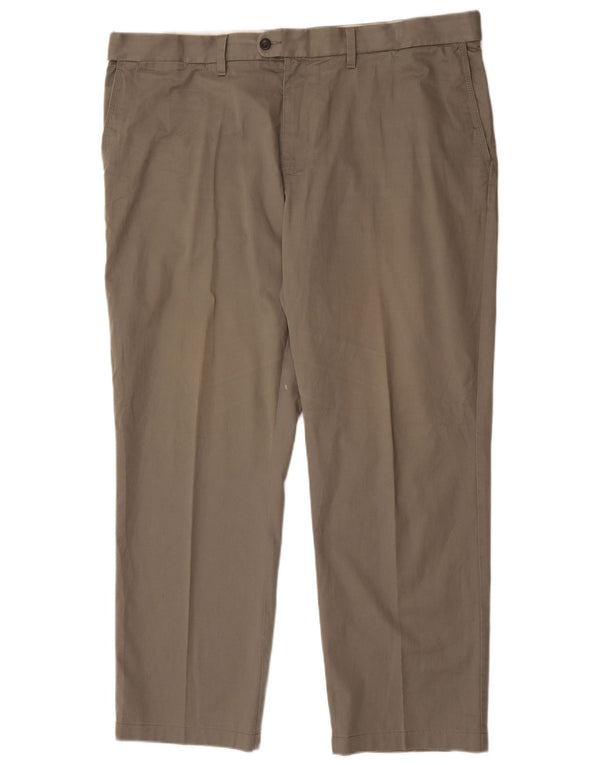 Marks & Spencer Mens Straight Chino Trousers W44 L31 Khaki Cotton