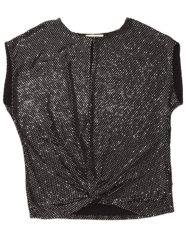 OASIS Womens Blouse Top UK 14 Medium Black Polyamide