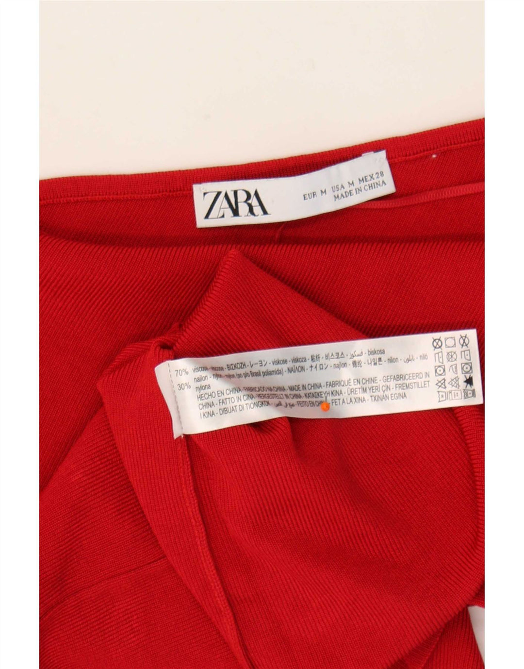 Zara Womens Crop One Shoulder Top UK 12 Medium Red Viscose