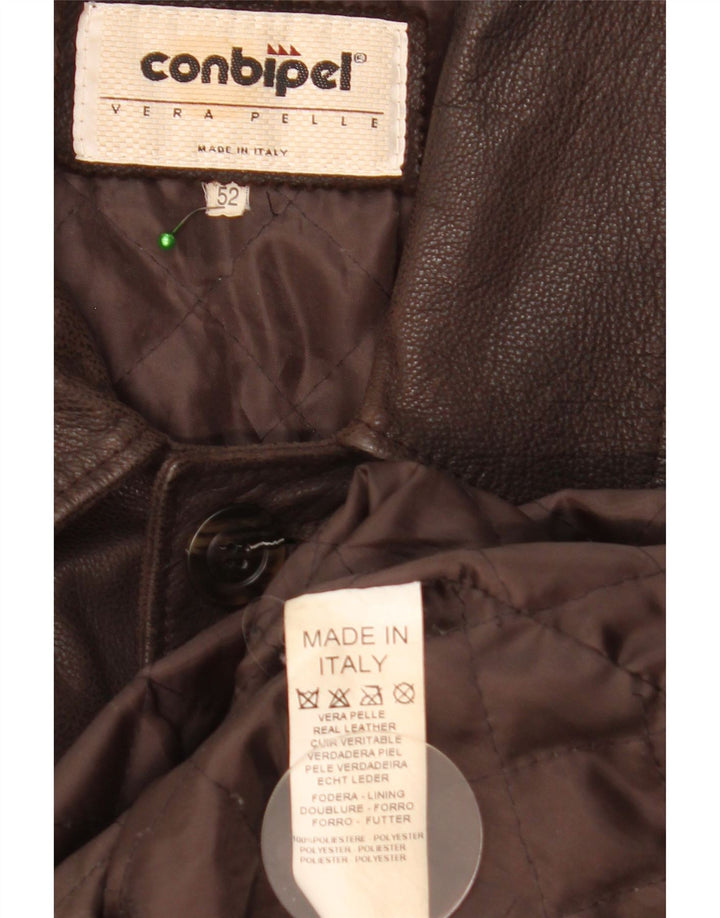 Conbipel Mens Leather Jacket IT 52 XL Brown Leather