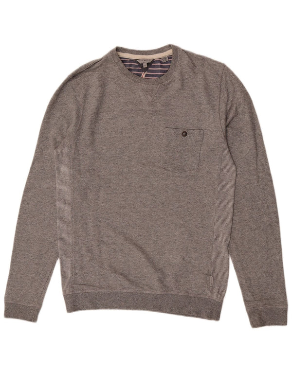 Ted Baker Mens Sweatshirt Jumper Size 2 Small Grey Flecked Cotton