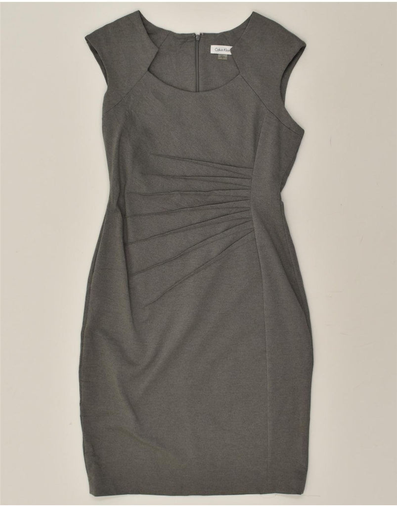 CALVIN KLEIN Womens Sleeveless Sheath Dress US 8 Medium Grey Polyester | Vintage Calvin Klein | Thrift | Second-Hand Calvin Klein | Used Clothing | Messina Hembry 