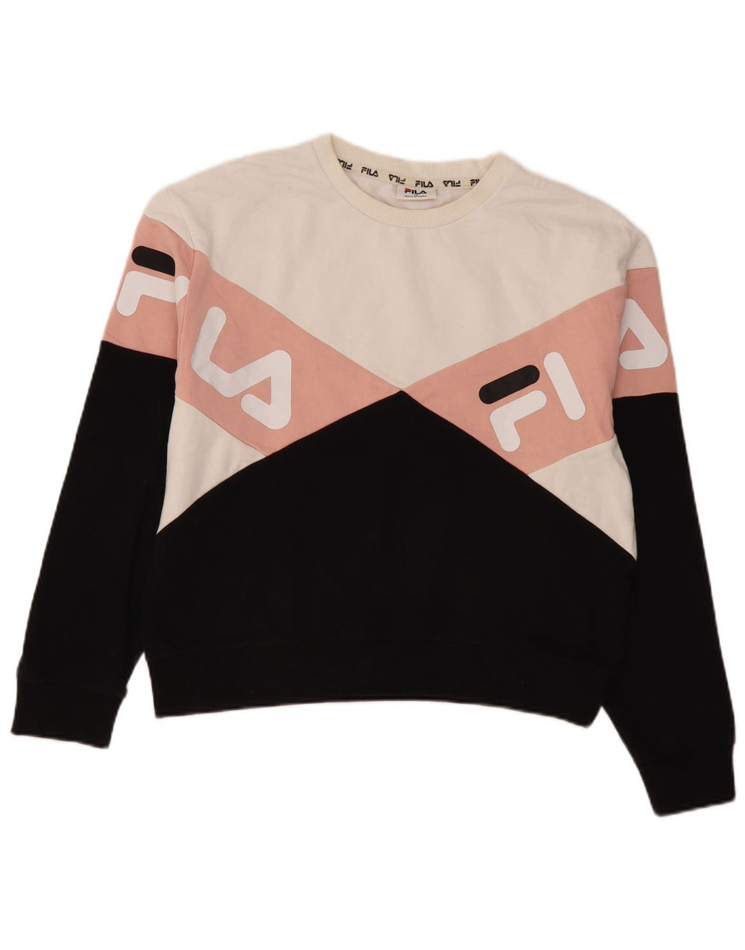 Fila Womens Graphic Sweatshirt Jumper UK 12 Medium Multicoloured