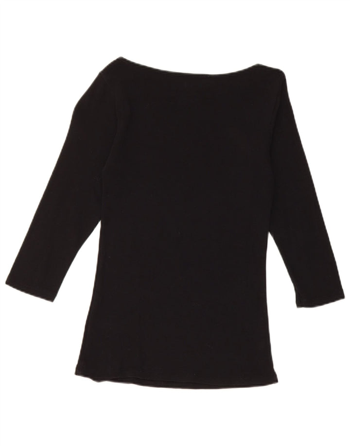Zara Womens Top 3/4 Sleeve UK 8 Small Black Cotton
