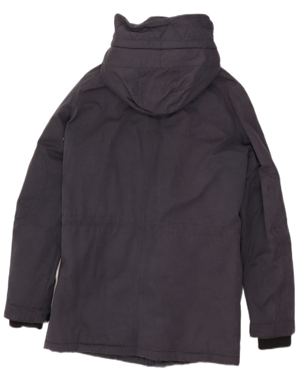 Fred Mello Mens Hooded Parka Jacket UK 36 Small Navy Blue Cotton