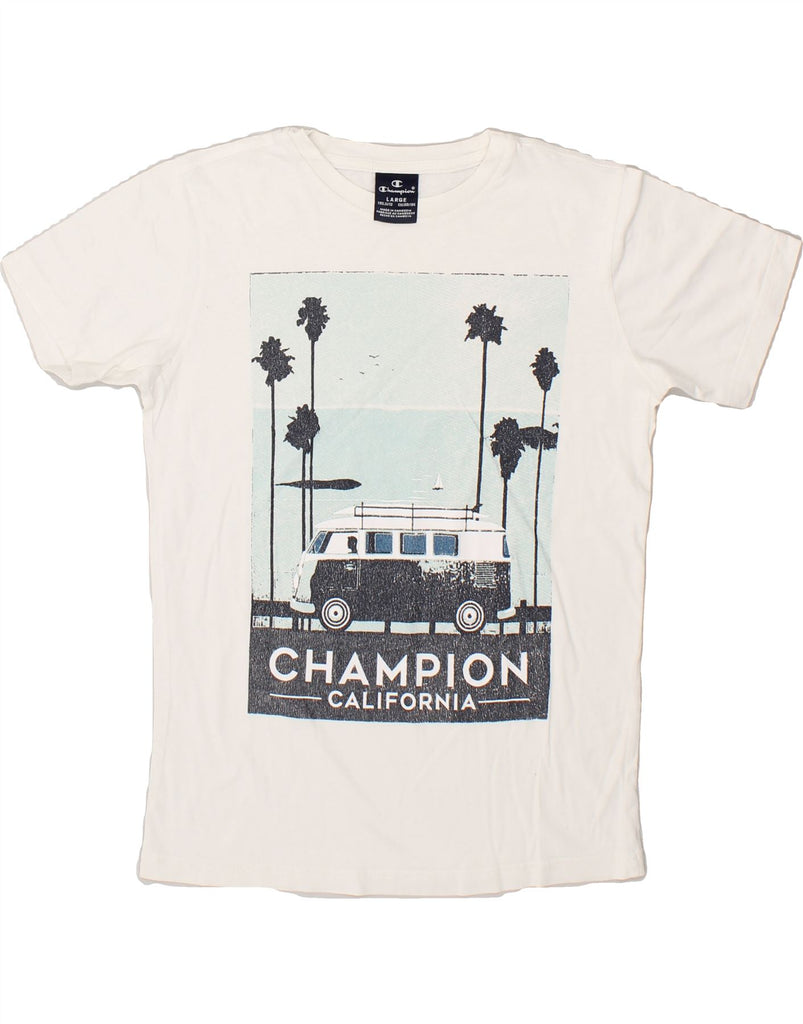 CHAMPION Boys Graphic T-Shirt Top 11-12 Years Large White | Vintage Champion | Thrift | Second-Hand Champion | Used Clothing | Messina Hembry 