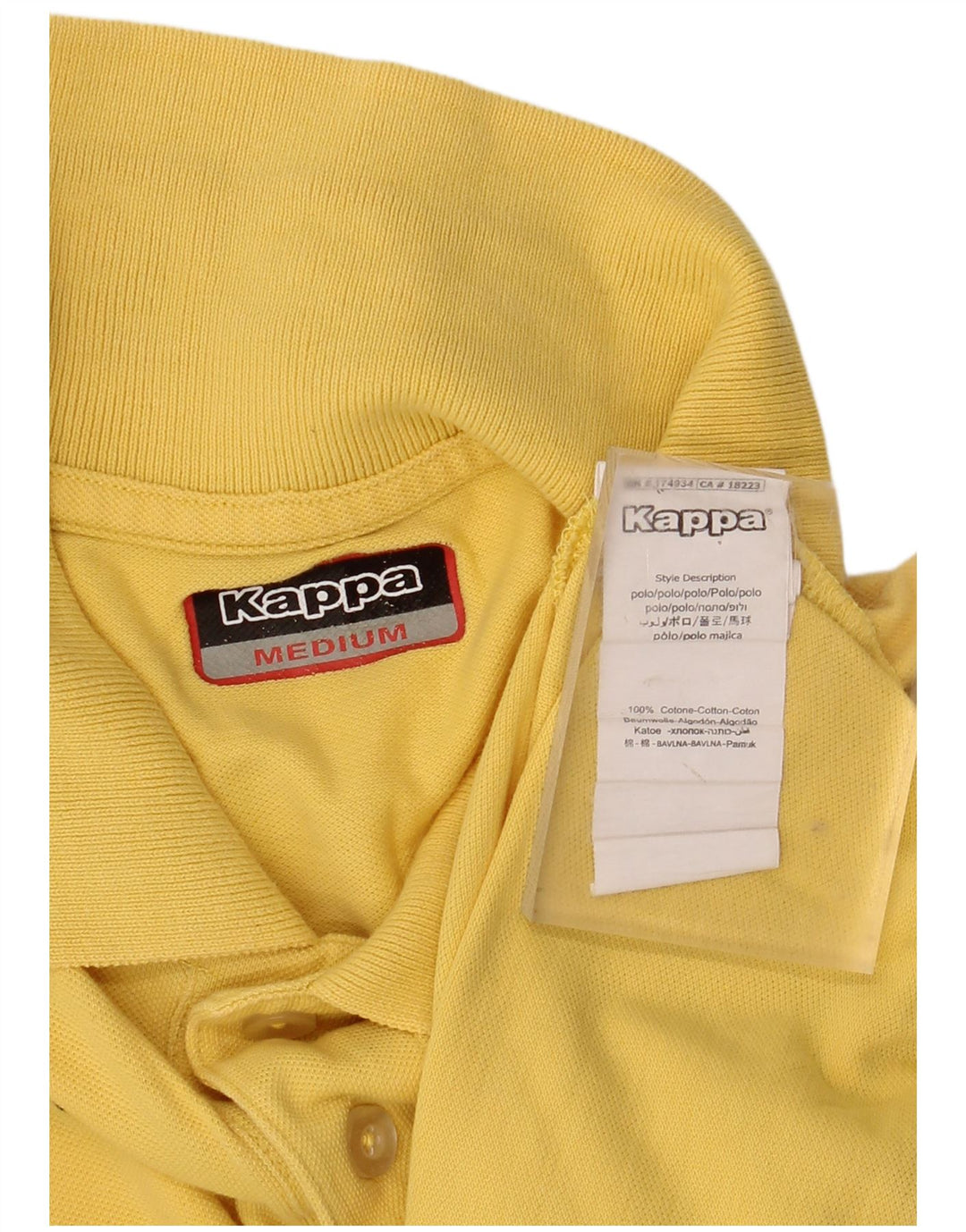 KAPPA Mens Polo Shirt Medium Yellow Cotton