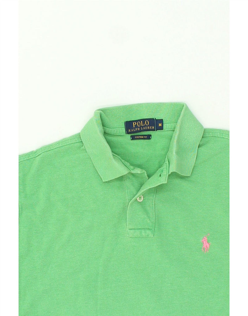 POLO RALPH LAUREN Mens Custom Fit Polo Shirt Medium Green Cotton | Vintage Polo Ralph Lauren | Thrift | Second-Hand Polo Ralph Lauren | Used Clothing | Messina Hembry 