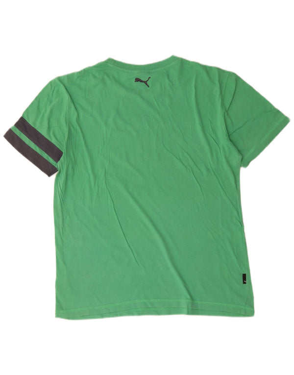 Puma Mens Graphic T-Shirt Top Medium Green Colourblock Cotton