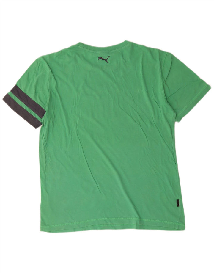Puma Mens Graphic T-Shirt Top Medium Green Colourblock Cotton