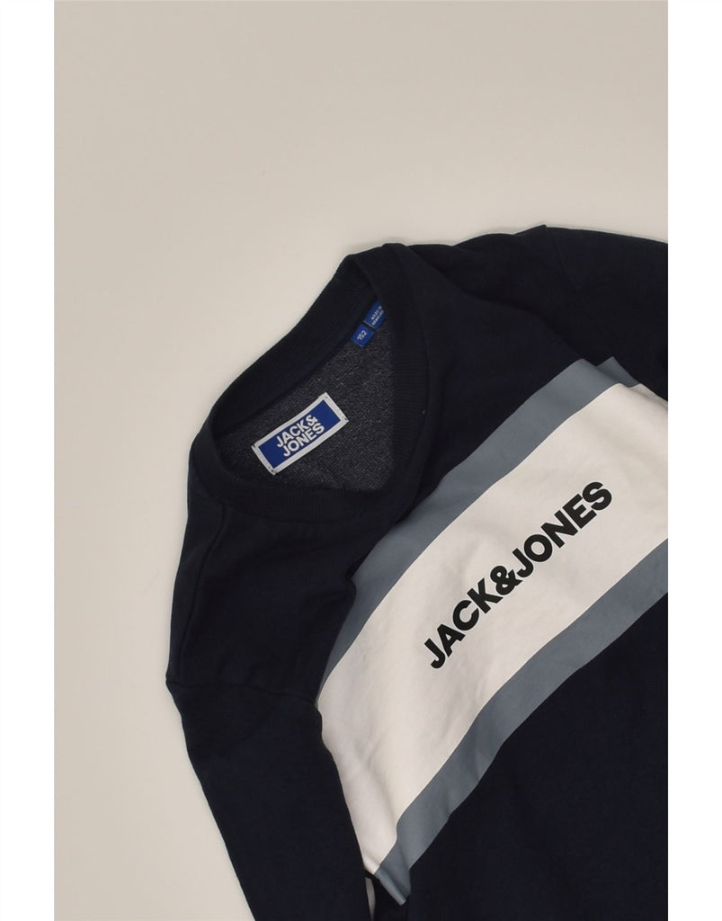 JACK & JONES Boys Graphic Sweatshirt Jumper 11-12 Years Navy Blue Cotton | Vintage Jack & Jones | Thrift | Second-Hand Jack & Jones | Used Clothing | Messina Hembry 