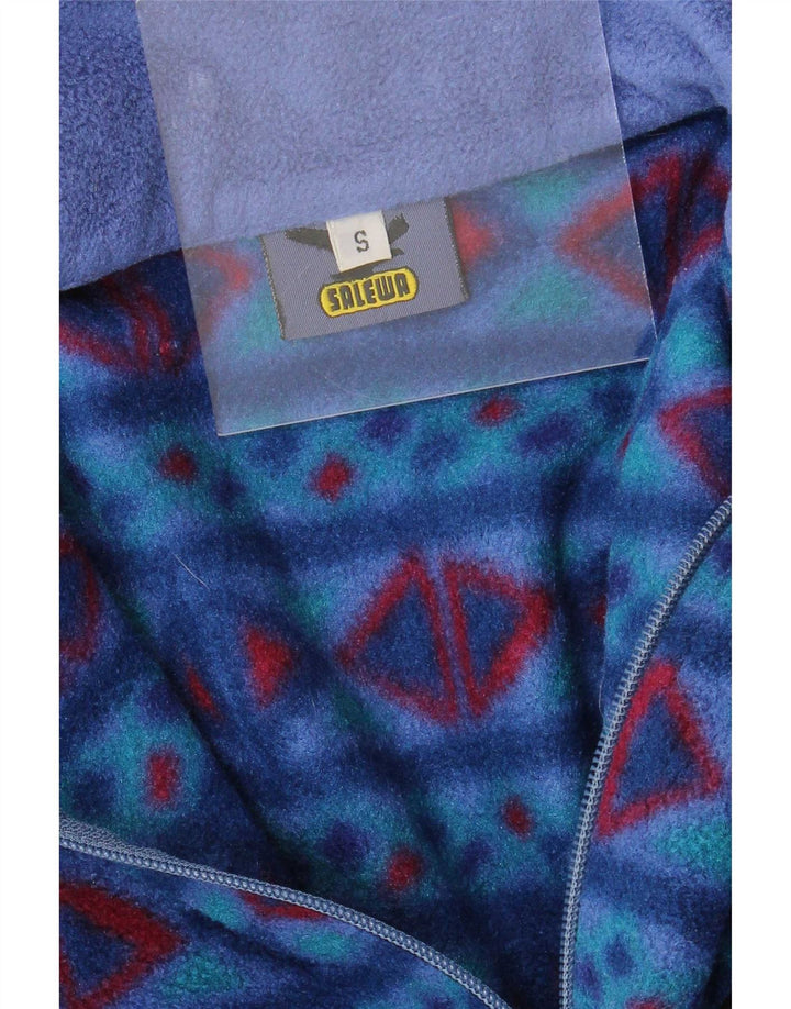 SALEWA Mens Zip Neck Fleece Jumper Small Blue Geometric