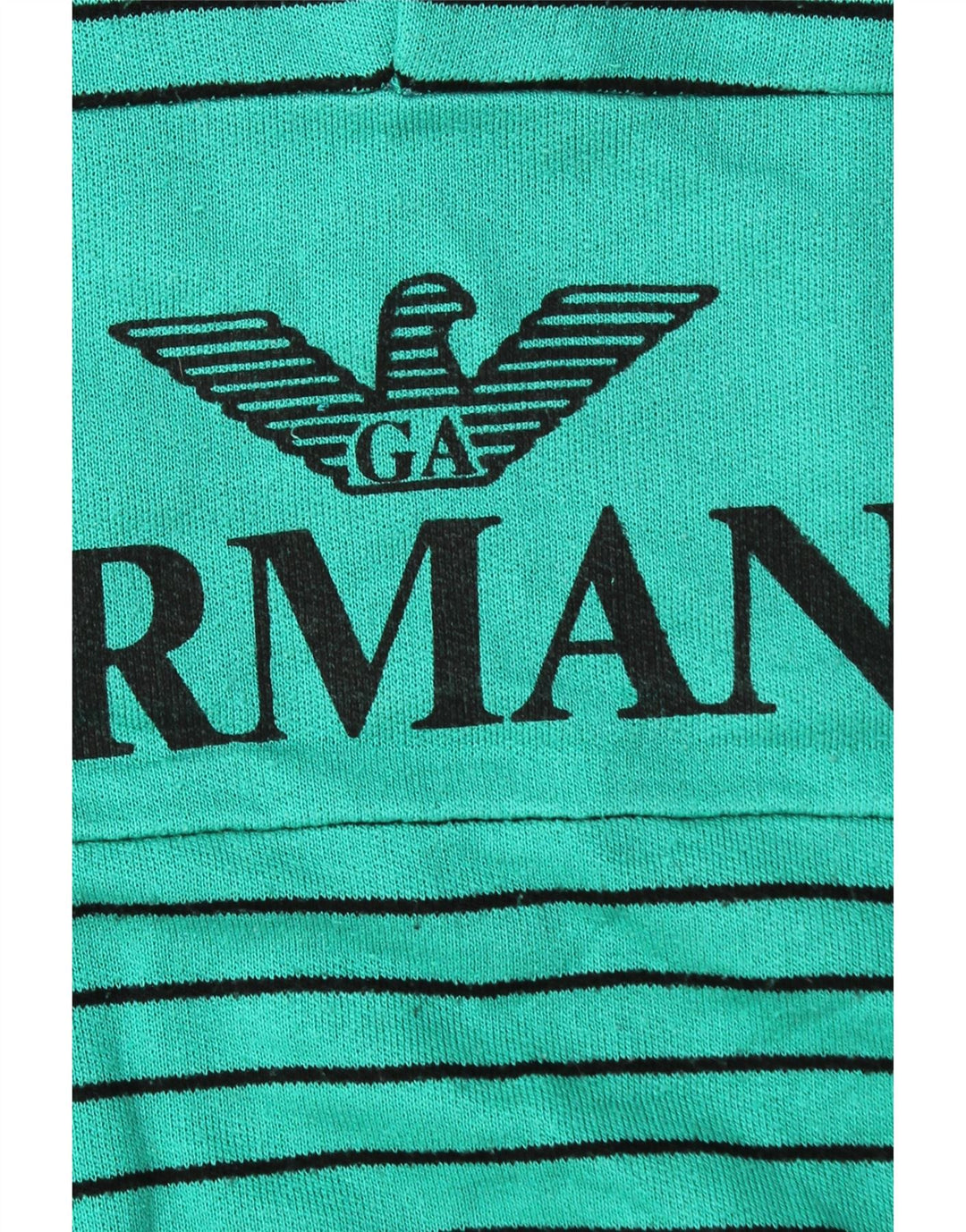 Armani Mens Graphic Polo Neck Sweatshirt Jumper Large Turquoise Striped