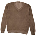 Sisley Mens V-Neck Jumper Sweater Large Brown