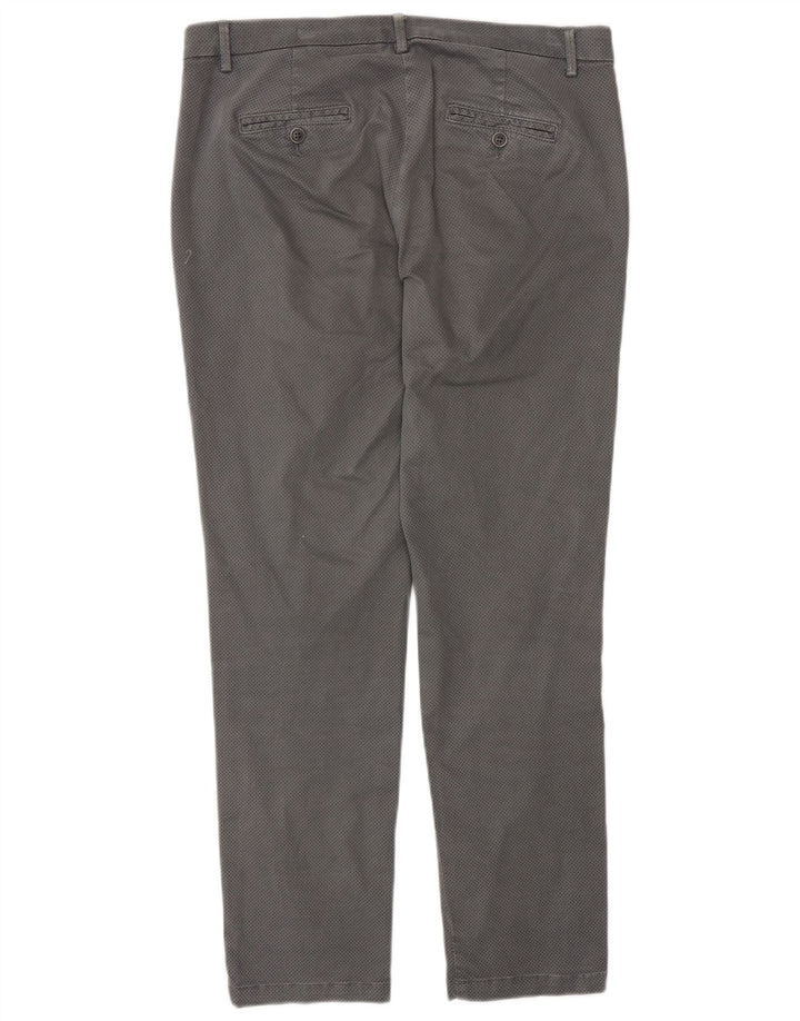 BENETTON Womens Slim Chino Trousers UK 12 Medium W32 L28  Grey Spotted