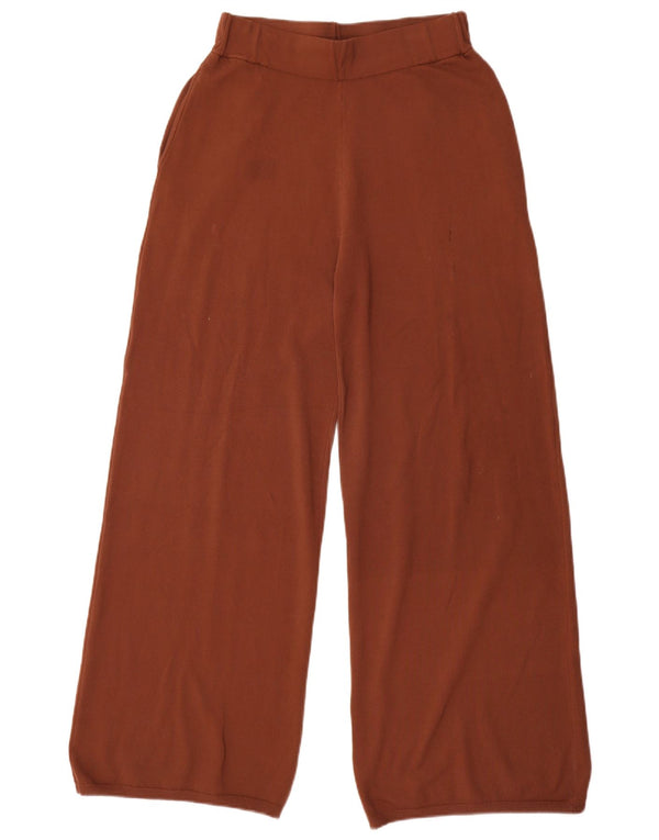 Zara Womens High Waist Wide Leg Trousers Small W26 L30 Brown Viscose