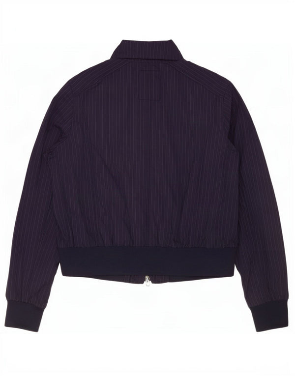 Playlife Womens Bomber Jacket UK 16 Large Navy Blue Striped Polyester