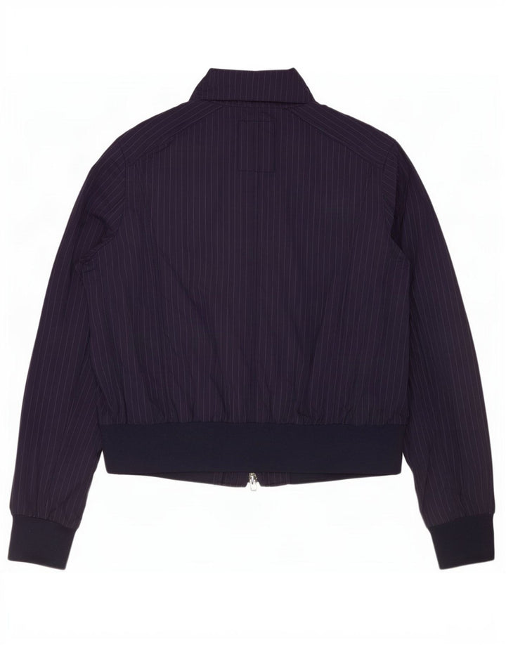 Playlife Womens Bomber Jacket UK 16 Large Navy Blue Striped Polyester