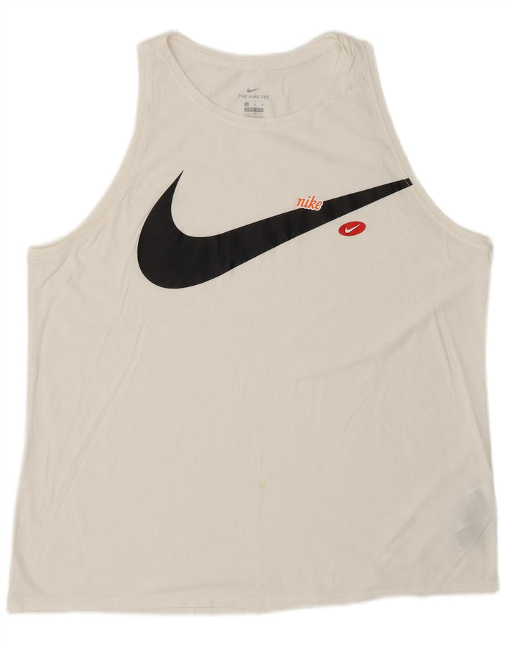 Nike Mens Dri Fit Graphic Vest Top Medium White Cotton