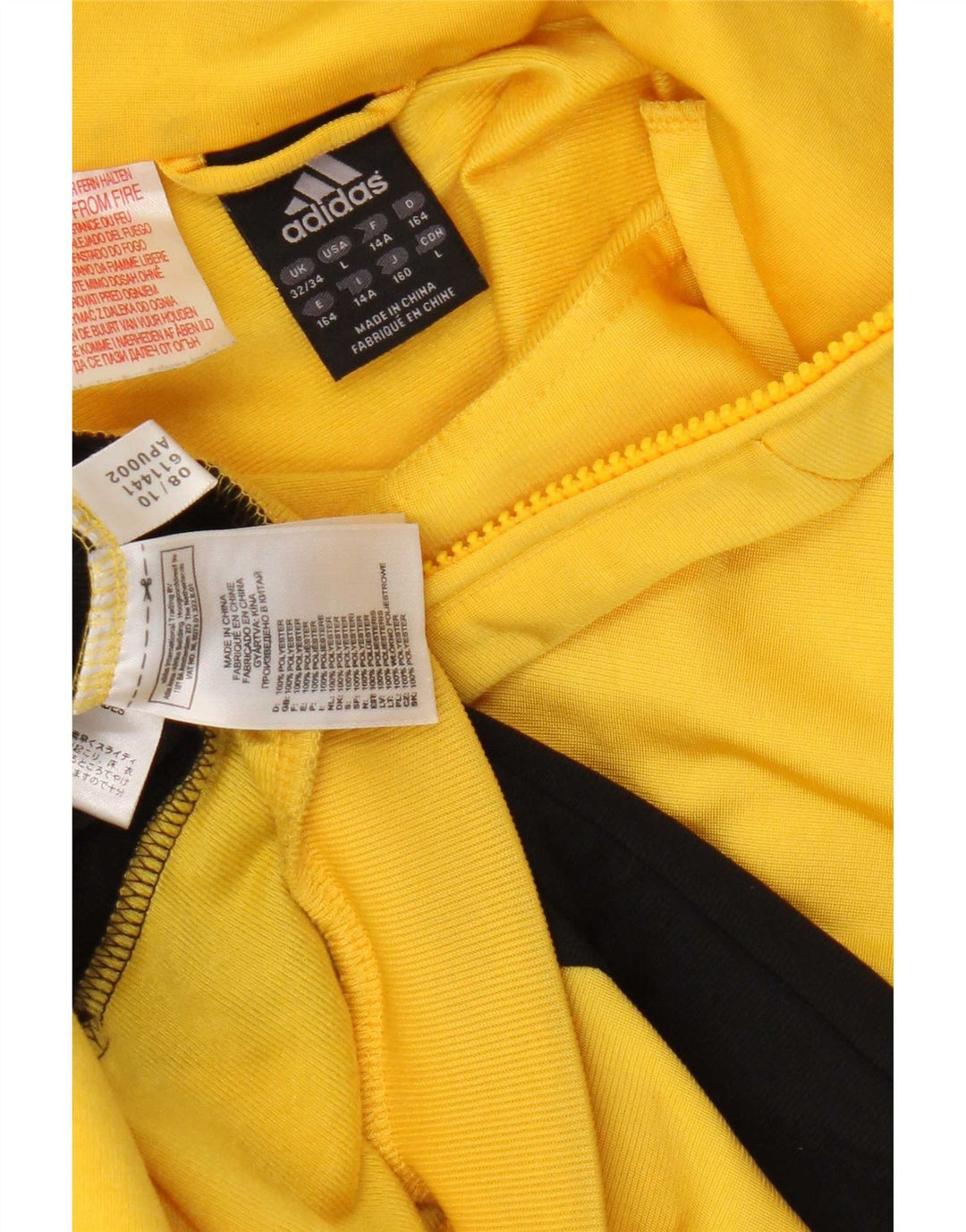 Adidas Boys Tracksuit Top Jacket 13-14 Years Yellow Colourblock Polyester
