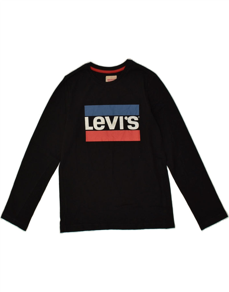 LEVI'S Boys Graphic Top Long Sleeve 13-14 Years Black Cotton | Vintage Levi's | Thrift | Second-Hand Levi's | Used Clothing | Messina Hembry 