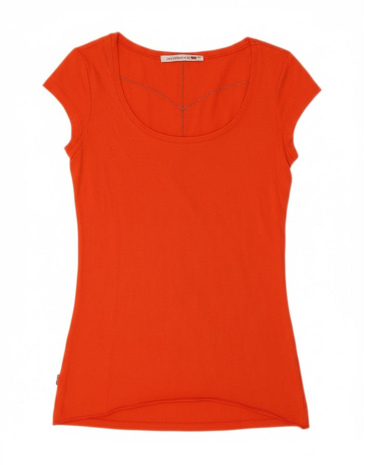 LEVI'S Womens T-Shirt Top UK 8 Small Orange Cotton