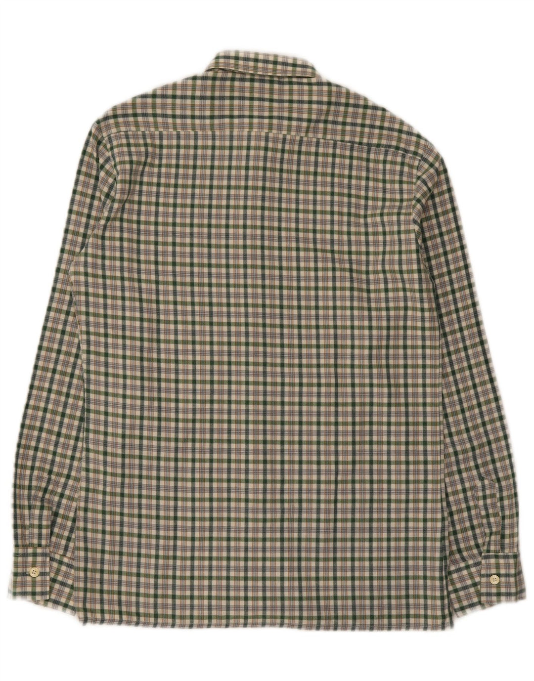 Vintage Mens Flannel Shirt Small Green Check Polyester
