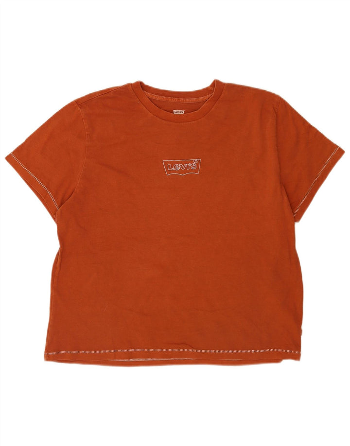Levi's Womens T-Shirt Top UK 14 Medium Orange Cotton