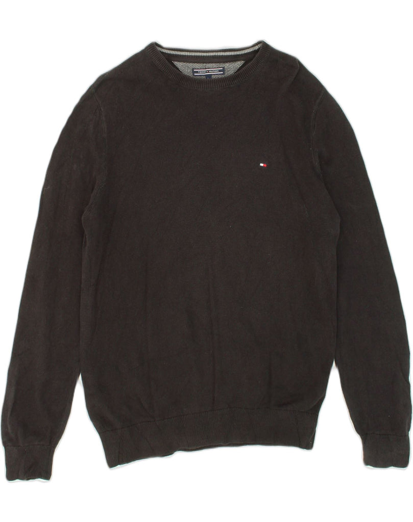 TOMMY HILFIGER Mens Crew Neck Jumper Sweater Large Black Cotton | Vintage Tommy Hilfiger | Thrift | Second-Hand Tommy Hilfiger | Used Clothing | Messina Hembry 