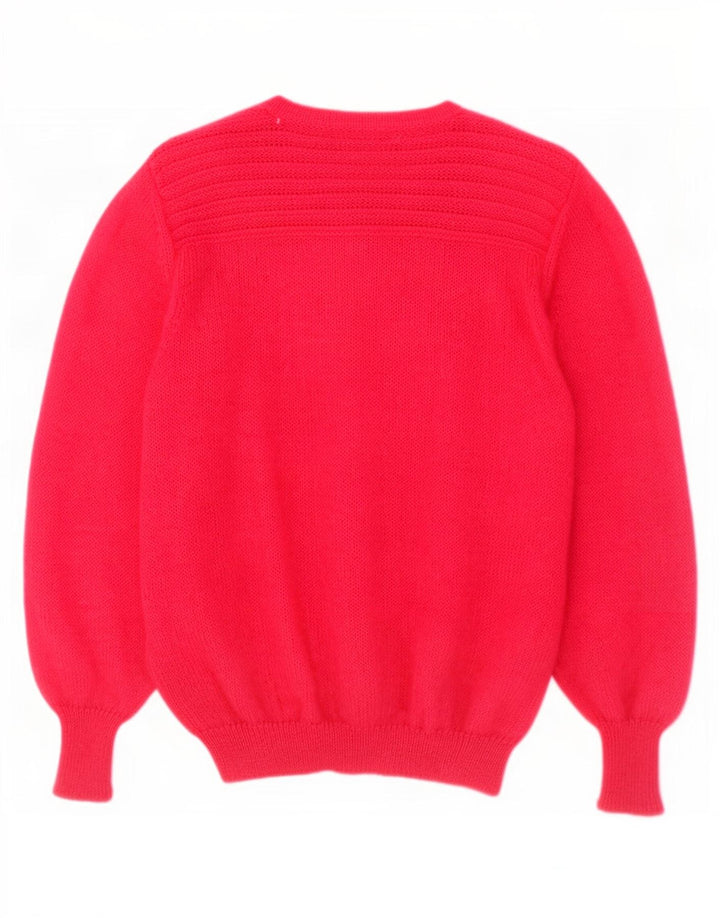 Vintage Womens Oversized Cardigan Sweater UK 14 Medium Pink Mohair