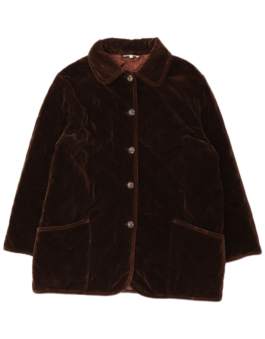 Luisa Spagnoli Womens Oversized Quilted Jacket UK 16 Large Brown Cotton